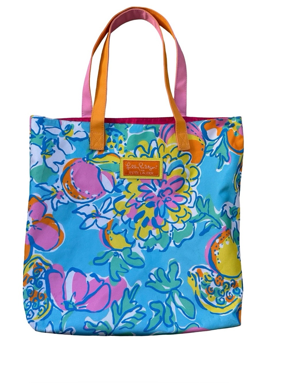 Lilly Pulitzer By Estee Lauder Tote Bag Nylon Blue Floral